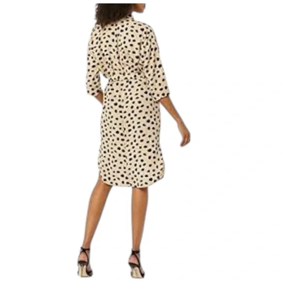 TEREA Women's Adeline Waist Tie Shirt Dress, HUMMUS POLKA DOT - Picture 2 of 3